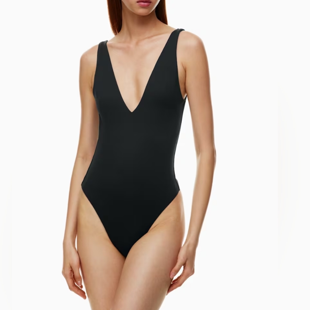 Babaton Black Deep V-Neck Bodysuit